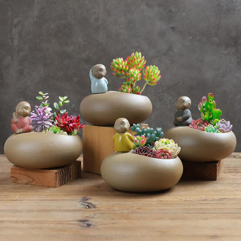 Bonsai Garden Art - Chinese Stijl Retro Keramische Monnik Bloempot